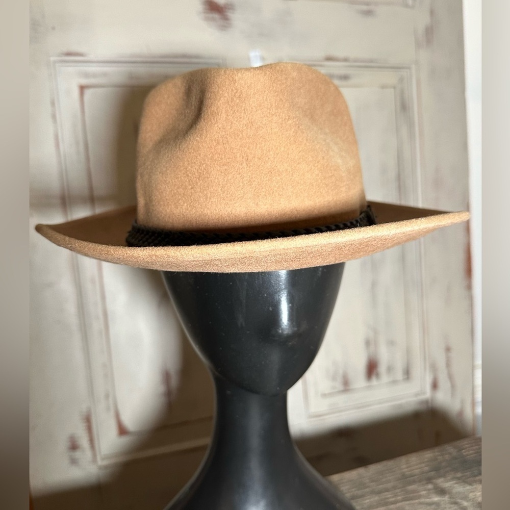 Vintage mens wool fedora hat Lite Felt Medium tan beige